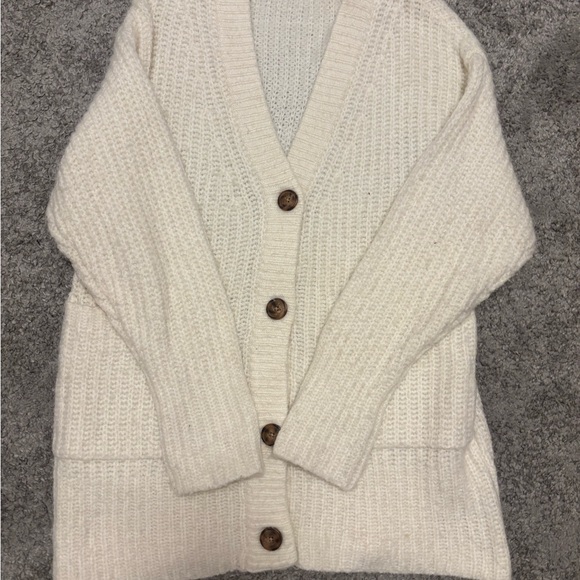 Cozy Cream Button-Up Women's Sweater - Picture 1 of 2